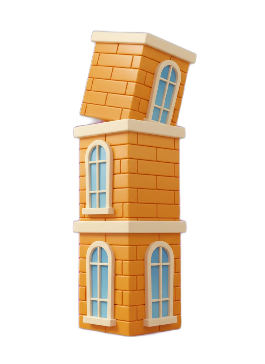 A golden tower with one block landing off